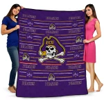 east carolina pirates handdrawn stripes purple quilt blanket best selling