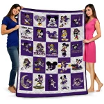 east carolina pirates mickey mouse motif purple white quilt blanket best selling