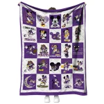 east carolina pirates mickey mouse motif purple white quilt blanket best selling