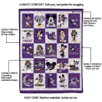 east carolina pirates mickey mouse motif purple white quilt blanket best selling