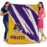 east carolina pirates stroke art purple white quilt blanket best selling
