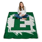 eastern michigan eagles block border green quilt blanket best selling