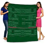 eastern michigan eagles handdrawn stripes green quilt blanket best selling