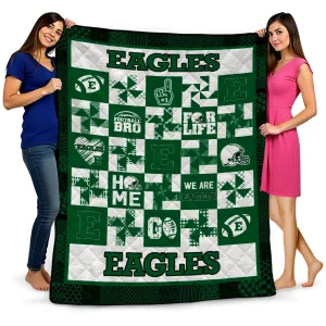 eastern michigan eagles helmet heart green quilt blanket best selling