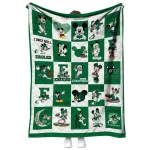 eastern michigan eagles mickey mouse motif green white quilt blanket best selling