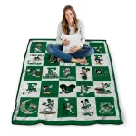 eastern michigan eagles mickey mouse motif green white quilt blanket best selling