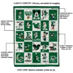 eastern michigan eagles mickey mouse motif green white quilt blanket best selling
