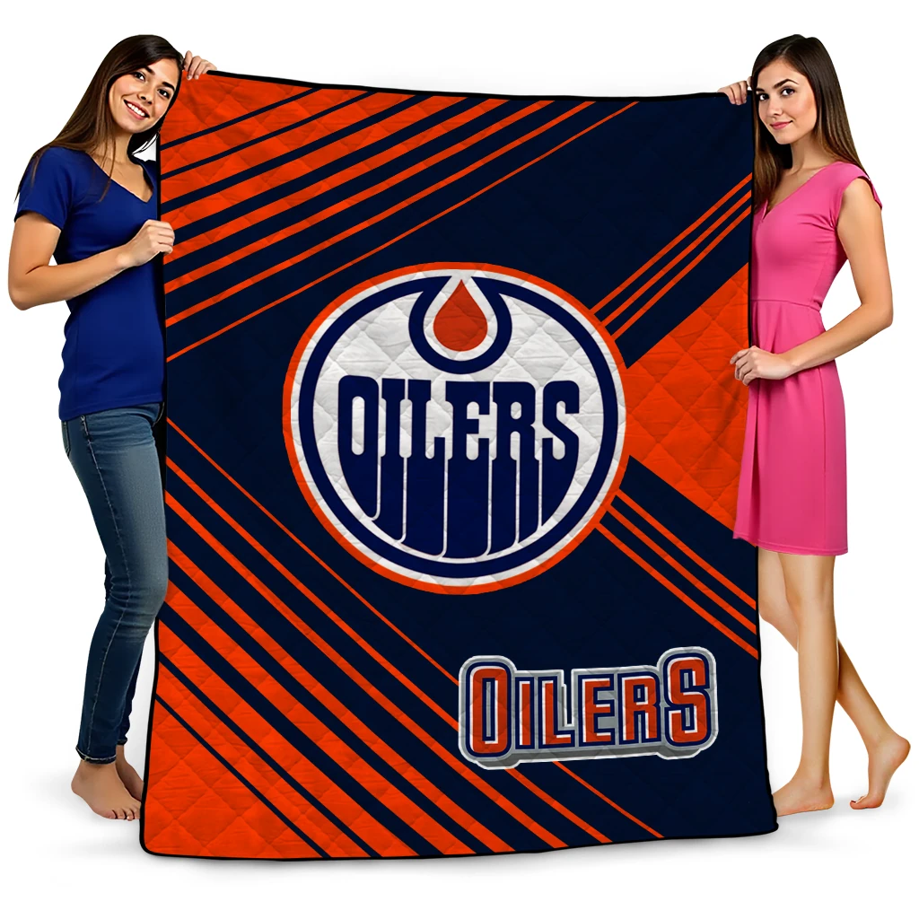 edmonton oilers arrow layers blue quilt blanket best selling edmonton oilers arrow layers blue quilt blanket best selling