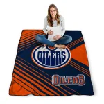 edmonton oilers arrow layers blue quilt blanket best selling