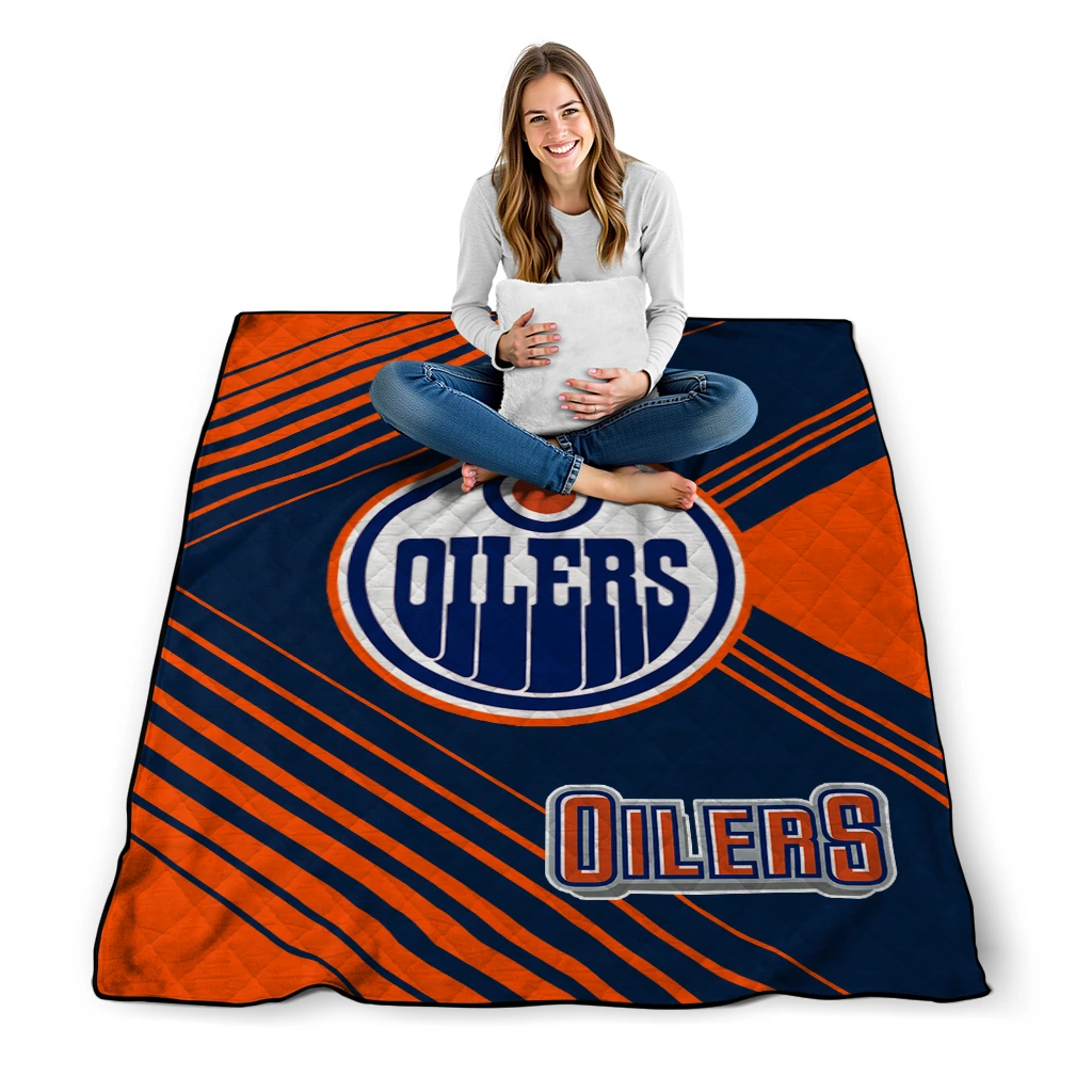 edmonton oilers arrow layers blue quilt blanket high quality edmonton oilers arrow layers blue quilt blanket high quality