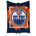 edmonton oilers block border blue quilt blanket best selling
