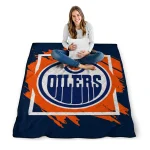 edmonton oilers block border blue quilt blanket best selling