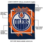 edmonton oilers block border blue quilt blanket best selling
