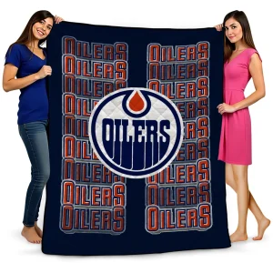 edmonton oilers bold red blue quilt blanket best selling