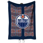 edmonton oilers bold red blue quilt blanket best selling