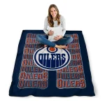 edmonton oilers bold red blue quilt blanket best selling