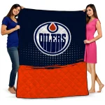 Edmonton Oilers Dot Illusion Blue Quilt Blanket 1 edmonton oilers dot illusion blue quilt blanket best selling