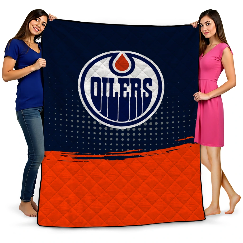 edmonton oilers dot illusion blue quilt blanket best selling edmonton oilers dot illusion blue quilt blanket best selling