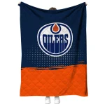 edmonton oilers dot illusion blue quilt blanket best selling