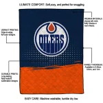 edmonton oilers dot illusion blue quilt blanket best selling