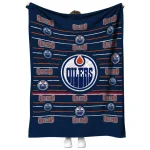 edmonton oilers handdrawn stripes blue quilt blanket best selling