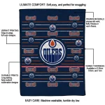 edmonton oilers handdrawn stripes blue quilt blanket best selling