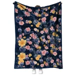 edmonton oilers hibiscus foliage blue quilt blanket best selling
