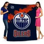 edmonton oilers nhl shield blue quilt blanket best selling