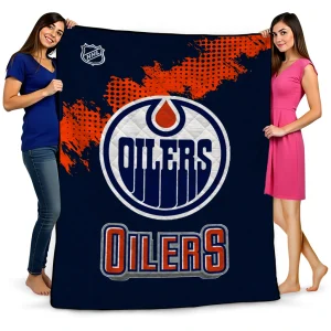 edmonton oilers nhl shield blue quilt blanket best selling