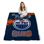 edmonton oilers nhl shield blue quilt blanket best selling