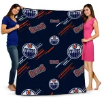 edmonton oilers sketch lines blue quilt blanket best selling