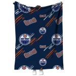 edmonton oilers sketch lines blue quilt blanket best selling