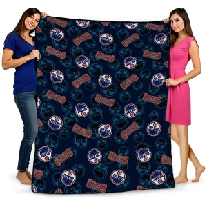 edmonton oilers solid classic blue quilt blanket best selling