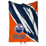 edmonton oilers stroke art blue white quilt blanket best selling