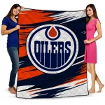 edmonton oilers wild lines blue white quilt blanket best selling