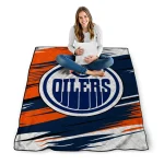 edmonton oilers wild lines blue white quilt blanket best selling