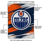edmonton oilers wild lines blue white quilt blanket best selling