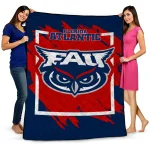 florida atlantic owls block border blue quilt blanket best selling