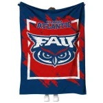 florida atlantic owls block border blue quilt blanket best selling