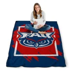 florida atlantic owls block border blue quilt blanket best selling