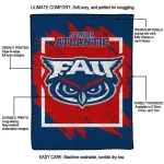 florida atlantic owls block border blue quilt blanket best selling
