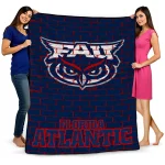 florida atlantic owls brick grid blue quilt blanket best selling