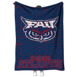 florida atlantic owls brick grid blue quilt blanket best selling