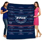 florida atlantic owls handdrawn stripes blue quilt blanket best selling