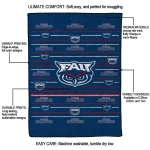 florida atlantic owls handdrawn stripes blue quilt blanket best selling