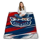 florida atlantic owls wild lines blue white quilt blanket best selling