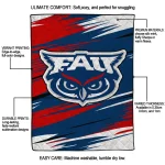 florida atlantic owls wild lines blue white quilt blanket best selling