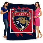 florida panthers block border red quilt blanket best selling