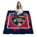 florida panthers block border red quilt blanket best selling
