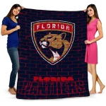Florida Panthers Brick Grid Red Quilt Blanket 1 florida panthers brick grid red quilt blanket best selling